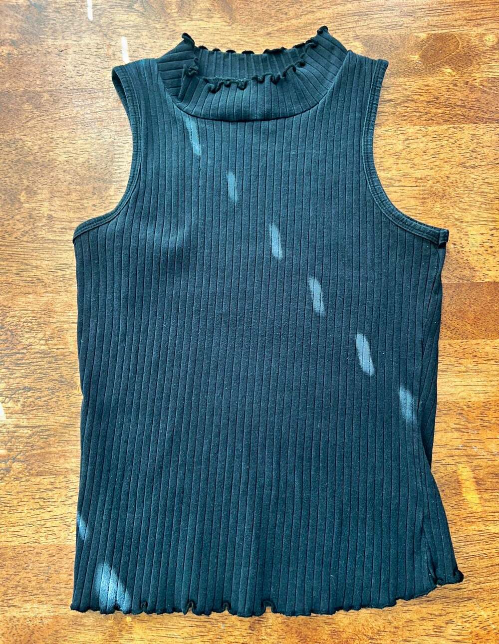 art class girls Black Ribbed Knit Ruffle Mock Neck Sleeveless Tank Top XL